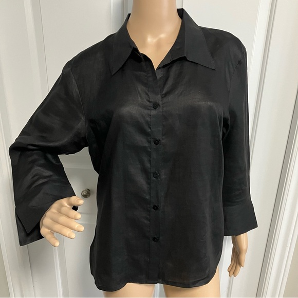 Laura | Black Button-Up sheer Top - Picture 1 of 9